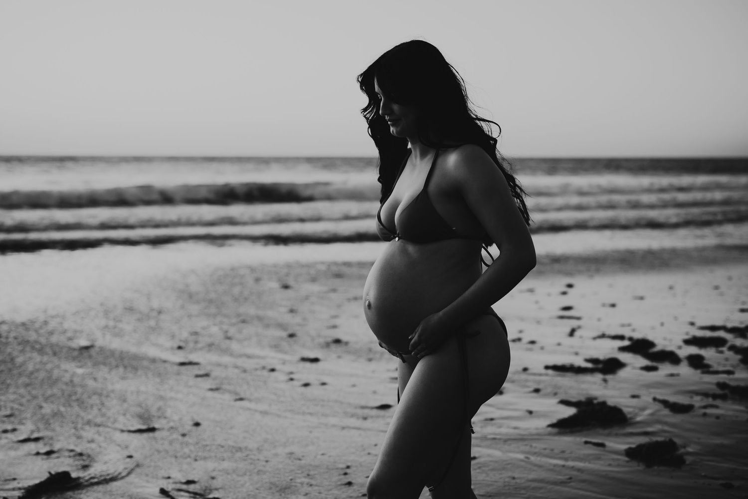 Black and white maternity portrait capturing the beauty of pregnancy – Raised by Water Photography, Adelaide