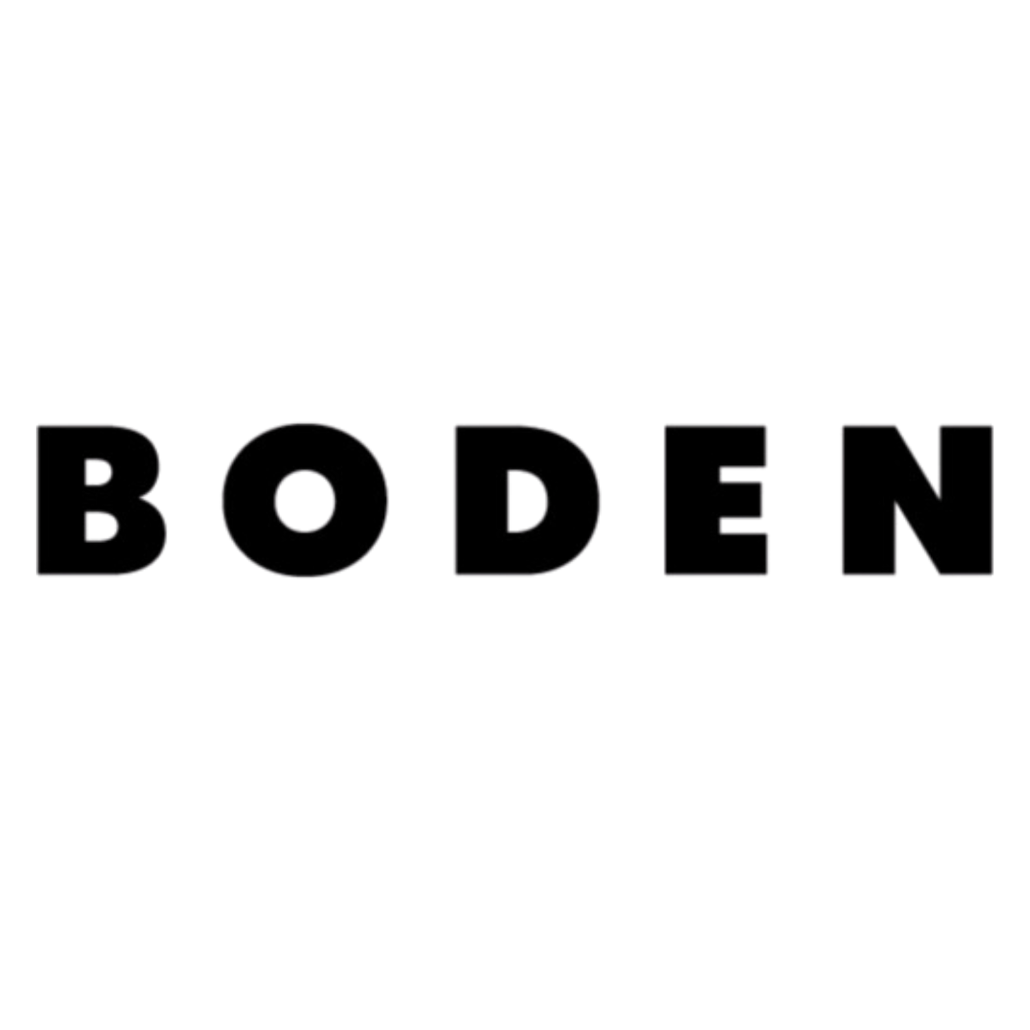 Boden brand logo displayed in bold black uppercase letters on a white background.