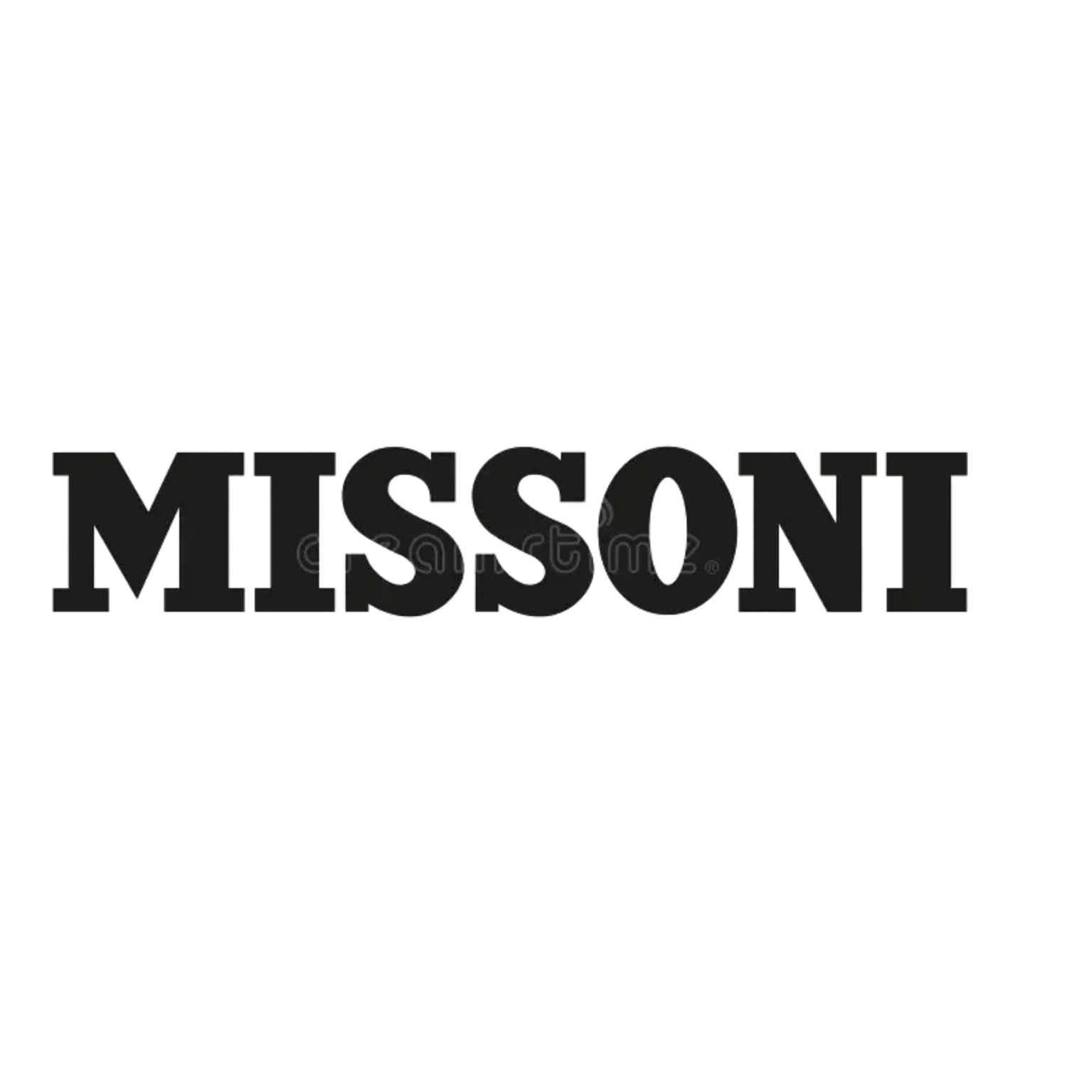 Missoni brand logo in bold black serif typography on a white background.