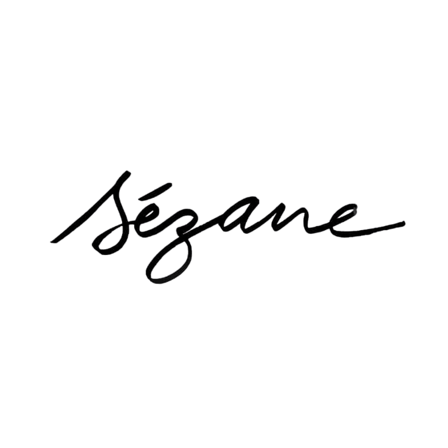 Sézane brand logo in elegant black cursive handwriting on a white background.