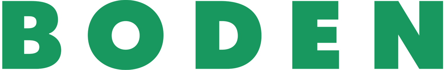 Text artwork showing the word BODEN in bold green letters against a white background.
