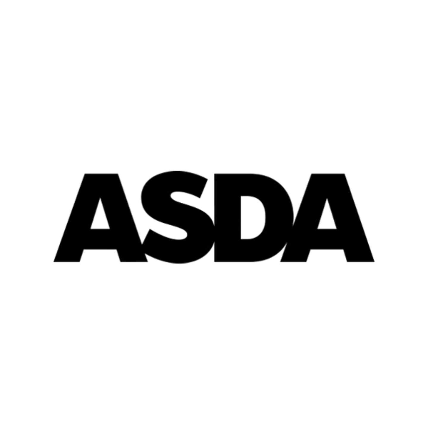 Black ASDA supermarket logo on white background, bold sans-serif typography.