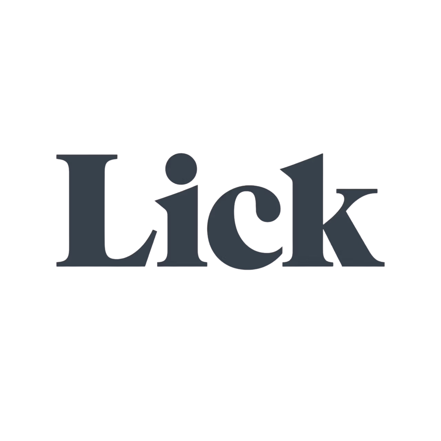 Lick brand logo in dark navy serif font on a white background.