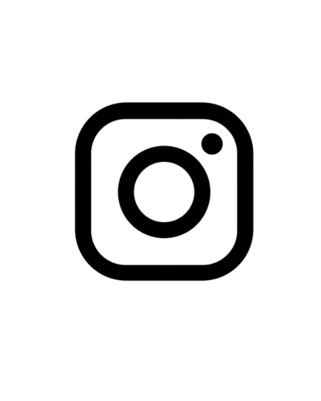 Black and white Instagram logo icon featuring a camera outline with a circle lens and small dot, on a white background.