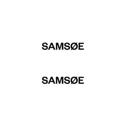 Three identical clothing brand logos in black text arranged horizontally against a white background.
