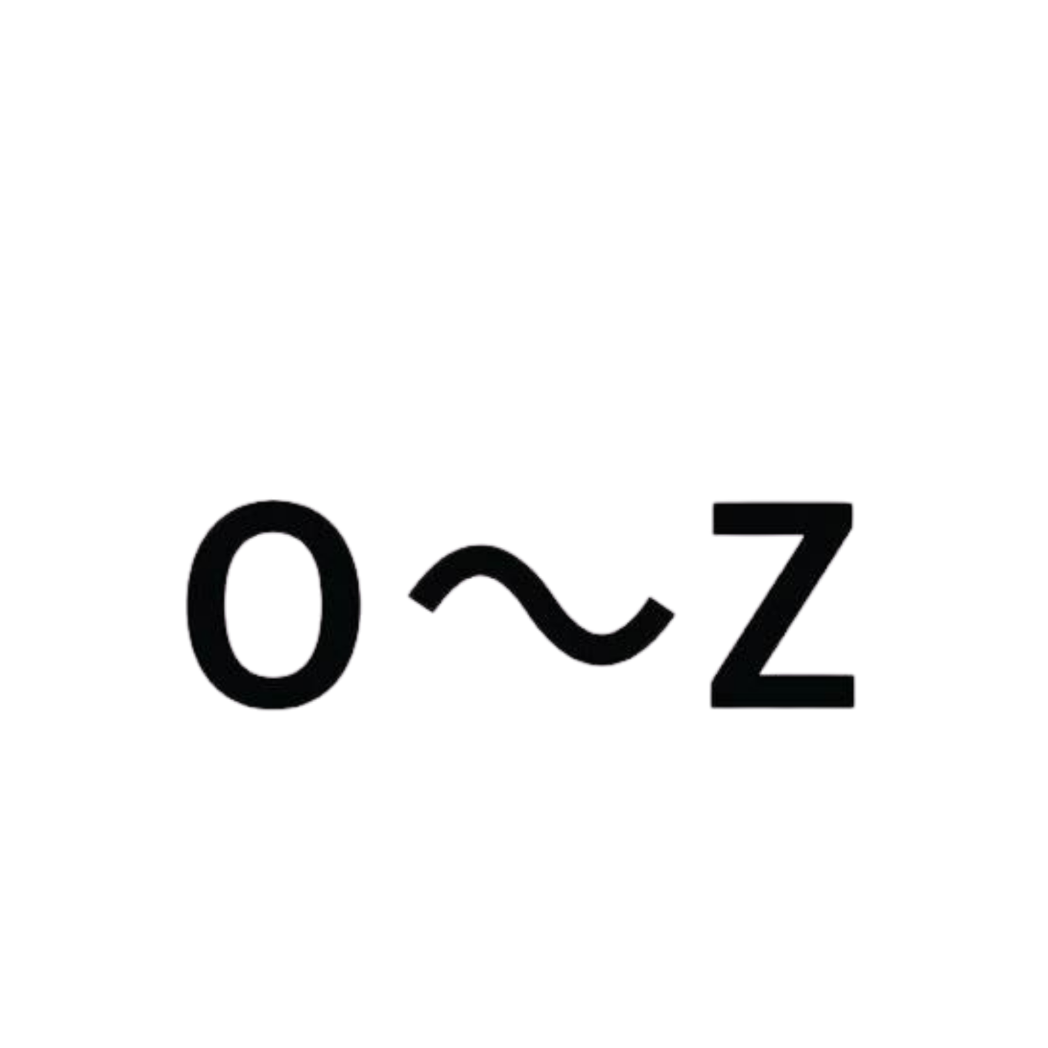 Bold black letters O and Z separated by a tilde symbol on a clean white background.