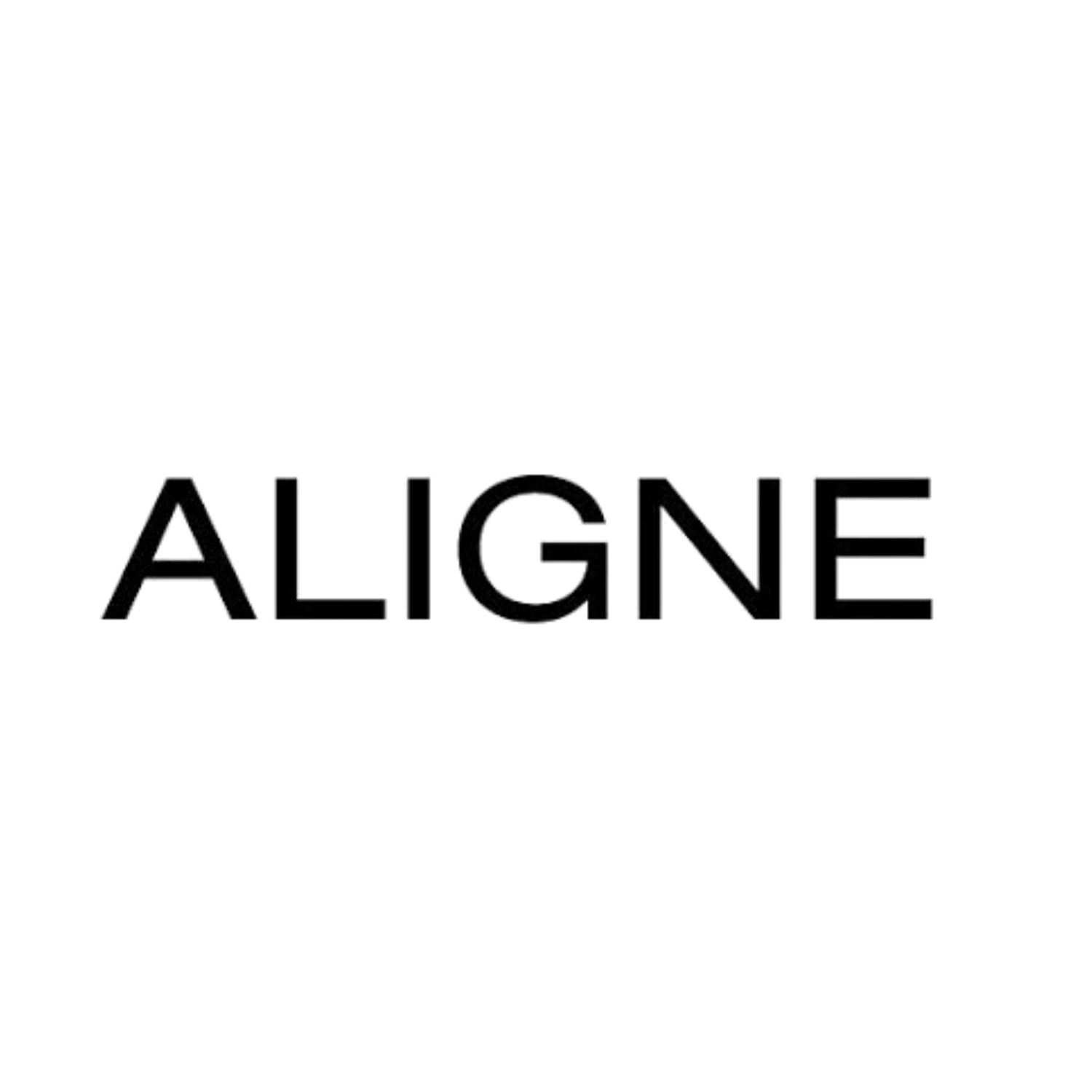 The word ALIGNE displayed in bold black uppercase letters on a clean white background.