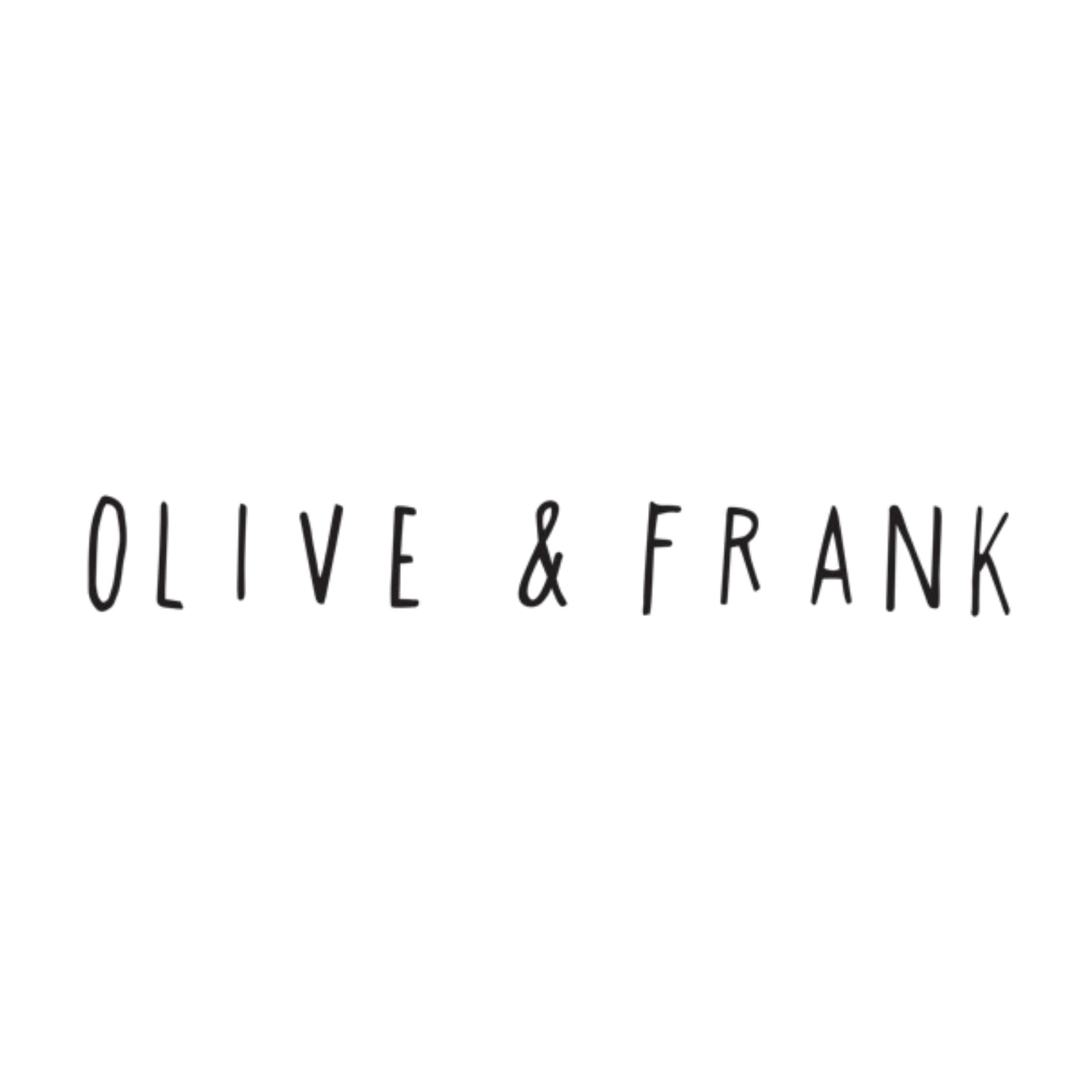 Olive & Frank brand logo in minimalist handwritten black text on white background.