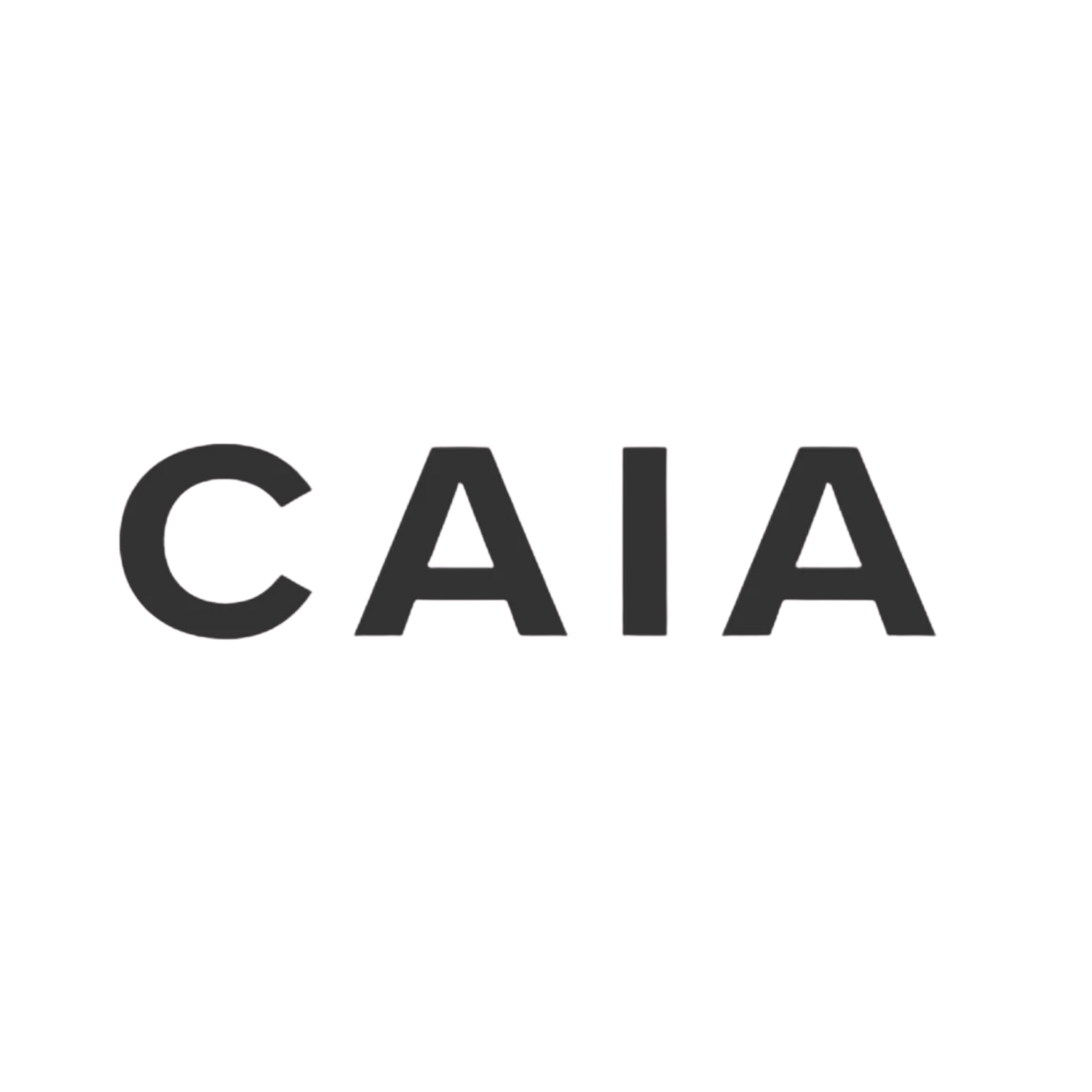 CAIA brand logo displayed in bold dark gray sans-serif typography on a clean white background.