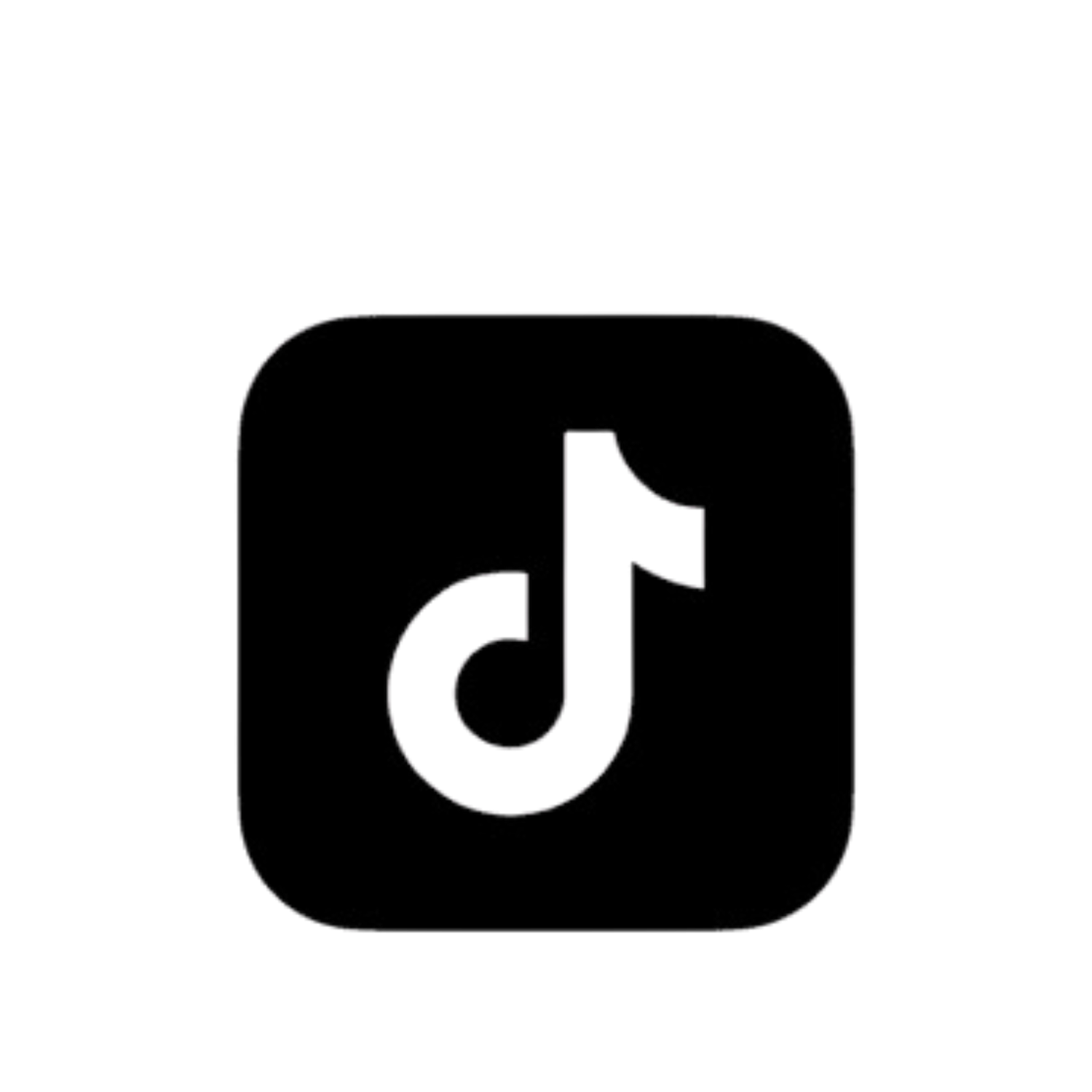 Black rounded square TikTok app icon featuring the classic white musical note logo on dark background.