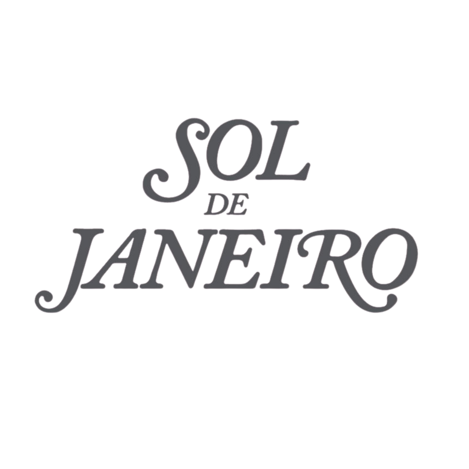Sol de Janeiro brand logo displayed in elegant gray serif typography on a white background.