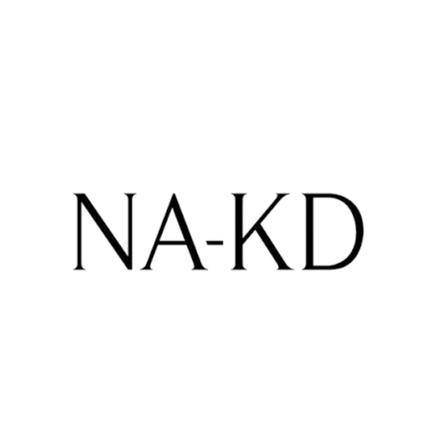 NA-KD fashion brand logo displayed in elegant black serif typography on a clean white background.