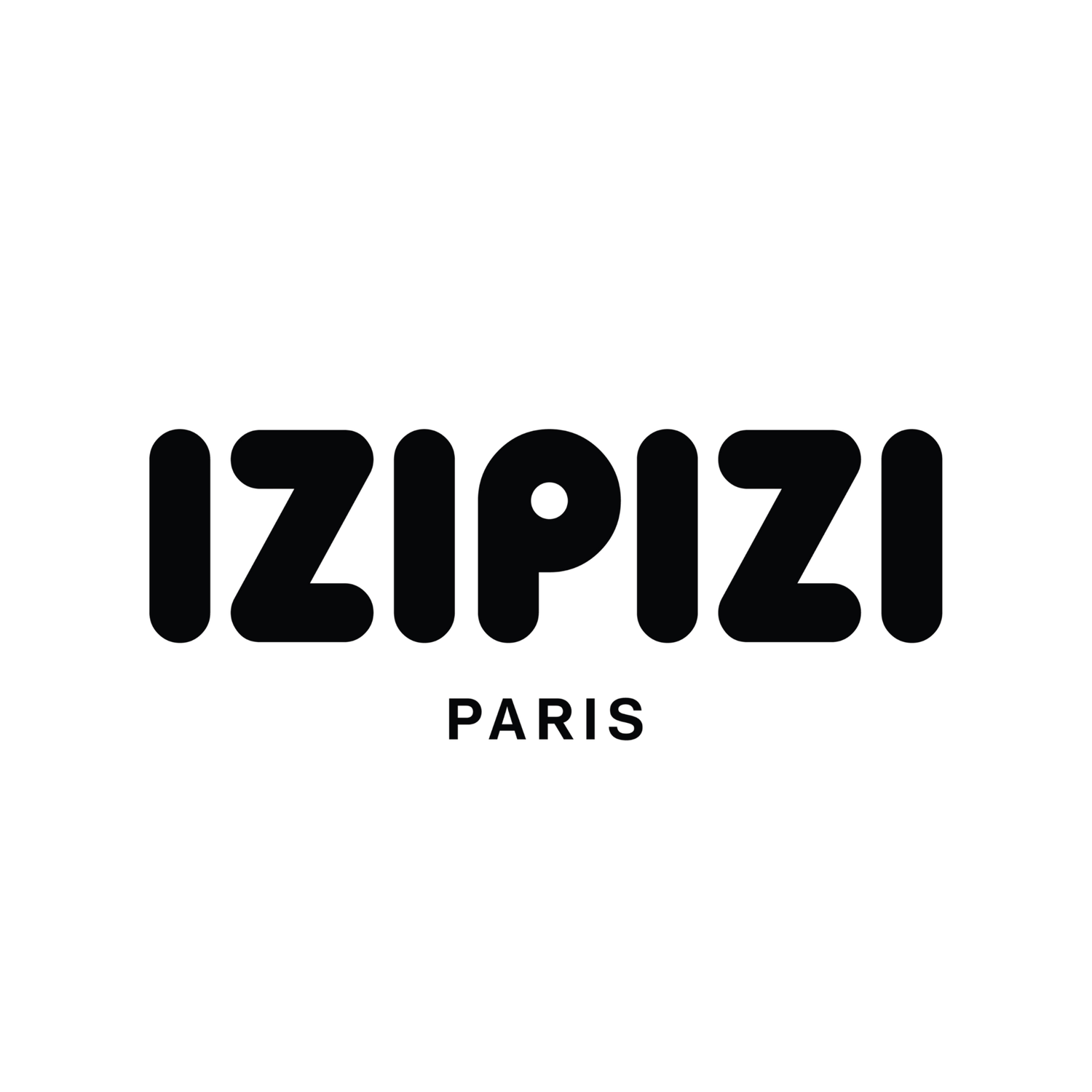 IZIPIZI Paris logo in bold black rounded typography on white background.