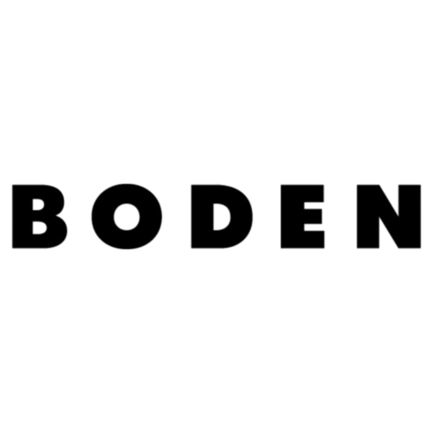 Boden brand logo displayed in bold black uppercase letters on a clean white background.