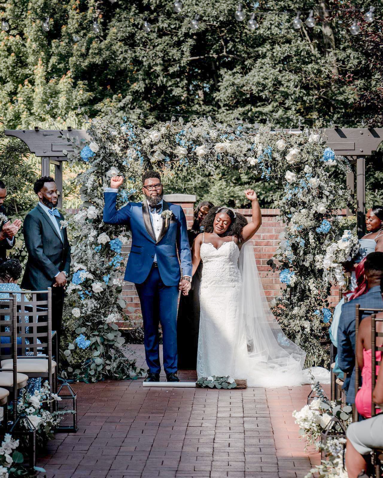 Black Bride and Groom jumping the broom in the Poconos, PA