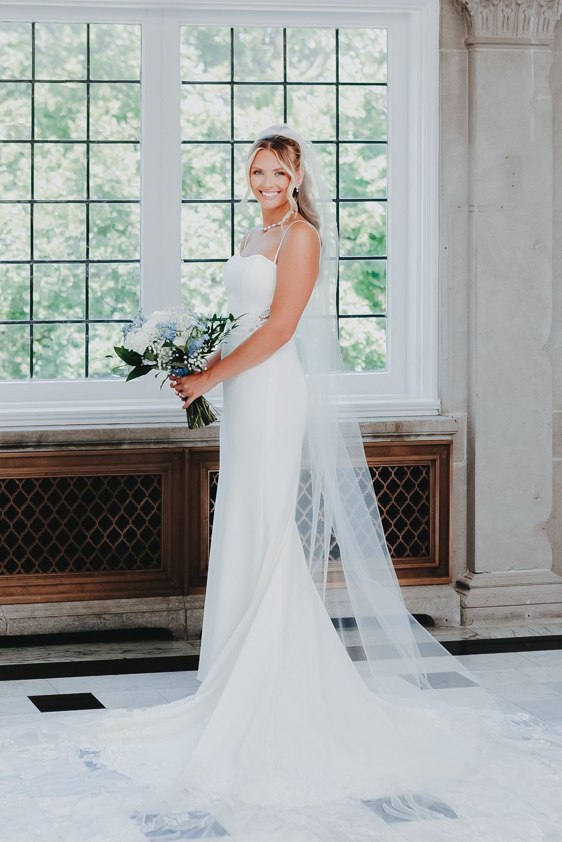 Editorial bridal photo with bright tones and pure whites in Nazareth PA