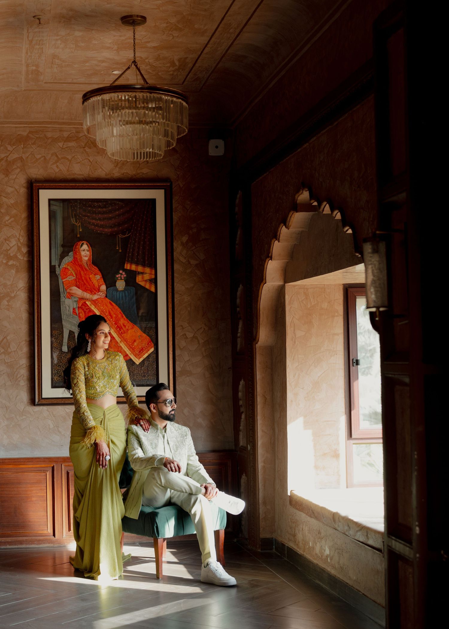 Indian wedding couples portraits in Philadelphia. Editorial and luxury wedding Indian Wedding photography.