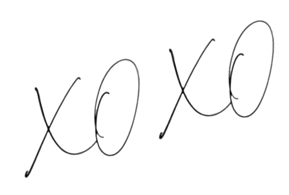 Handwritten cursive text reading 'XOXO'.