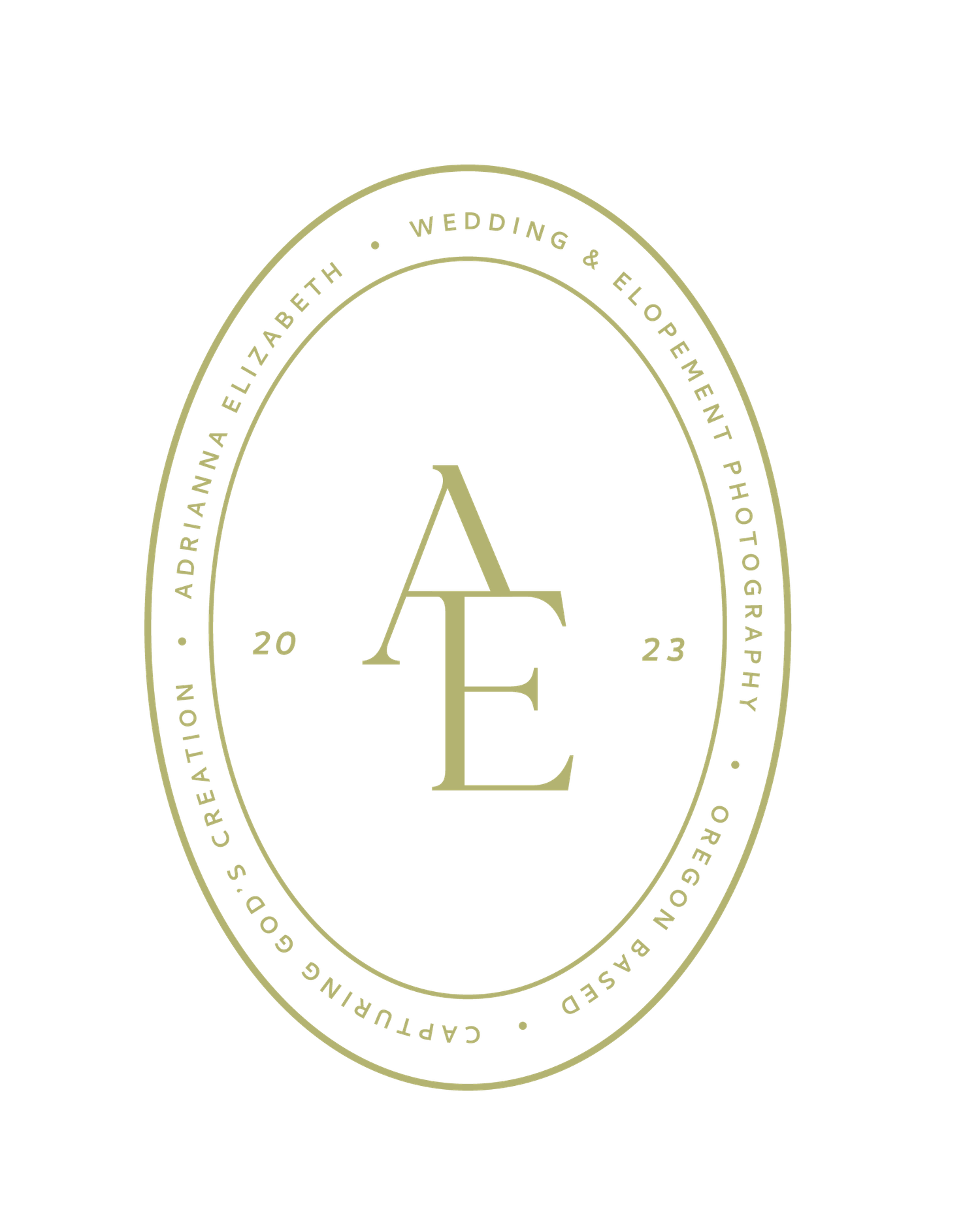Elegant circular wedding logo designs in gold featuring monogram letters and text around the perimeter.
