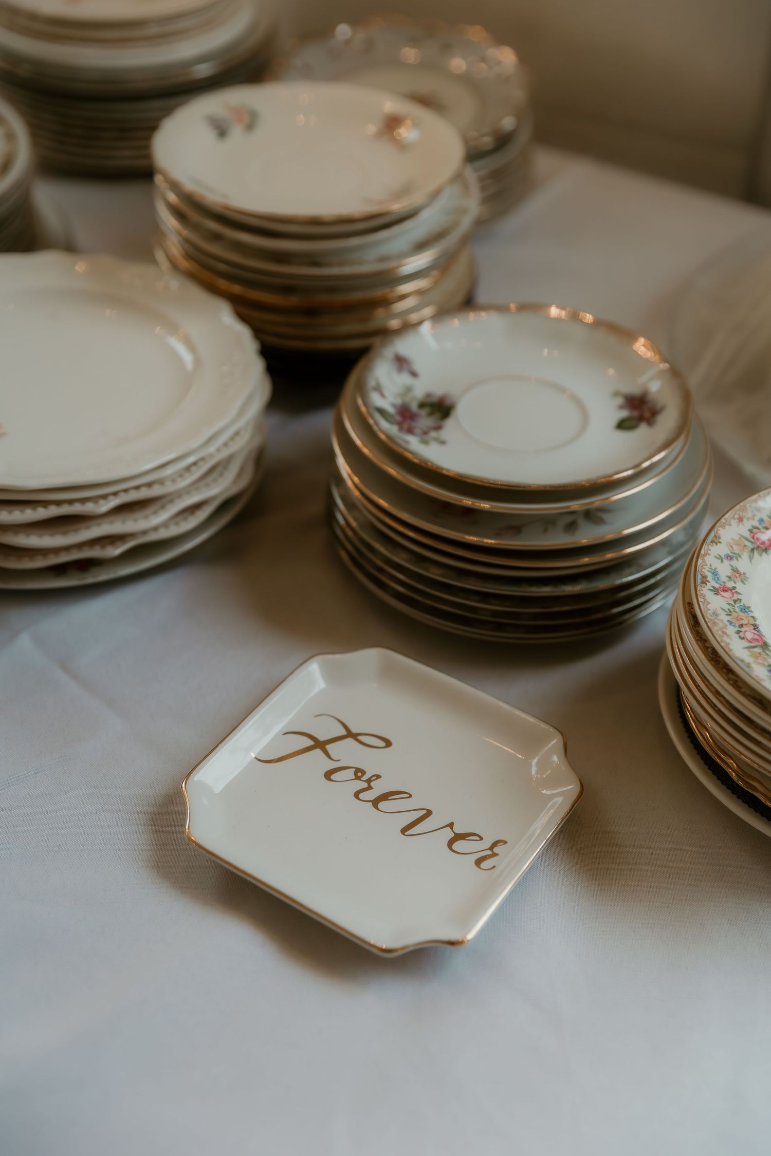 Bride and Groom plate selection captured during detail photos with illinois elopement photographer