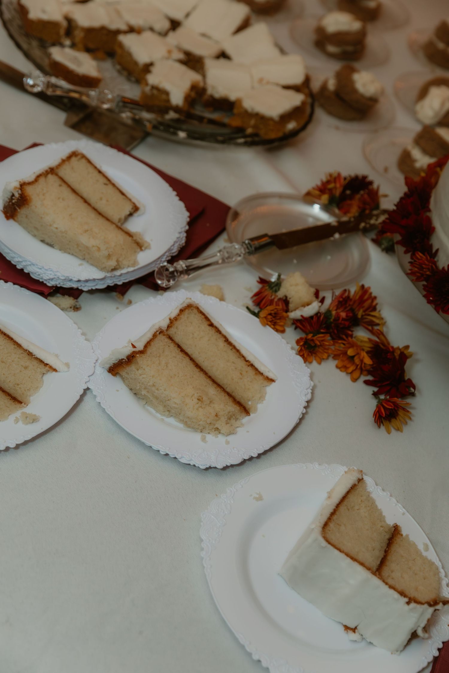 Cake detail shot during wedding reception captured by central illinois wedding photographer