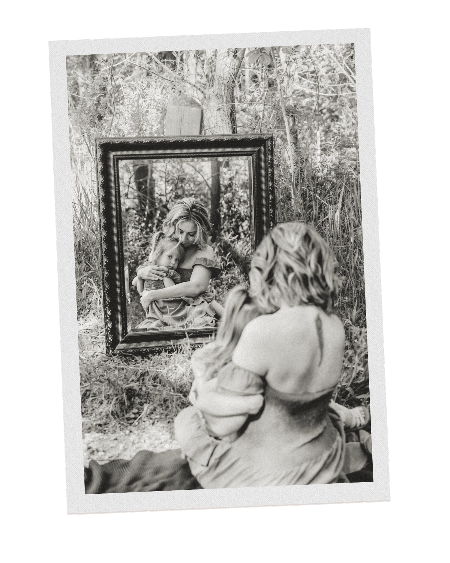 Mom and daughter sit in front of the mirror for a mommy and me session in Morris, IL with a Central Illinois Photographer