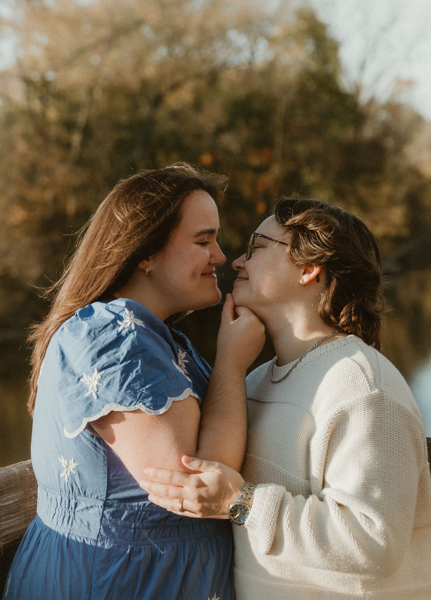 Couple intimately shares a stare with one another while illinois wedding photographer captures their love for their engagement photos