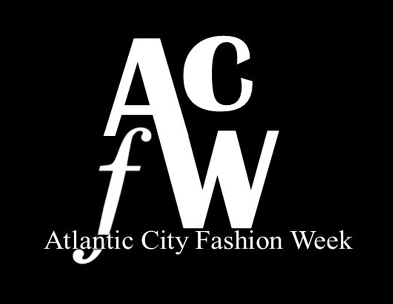 Atlantic City Fashion Week logo featuring bold ACFW letters in white on a black background.