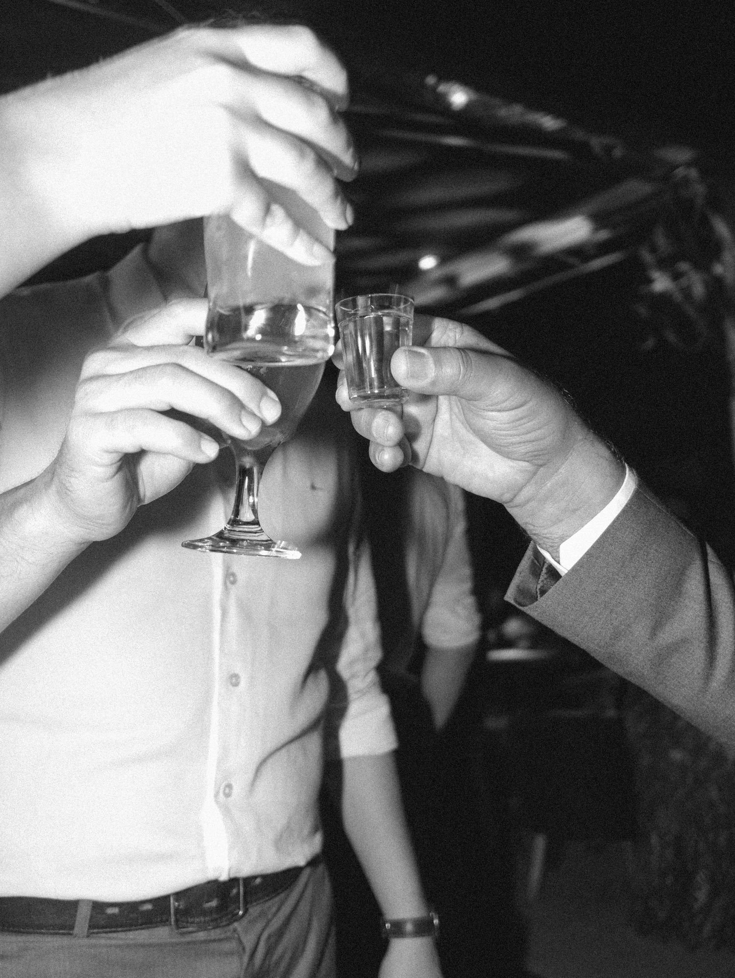 Convidados brindando na festa de casamento e se divertindo juntos com os noivos, fotografia de momento feliz entre os convidados do casament
