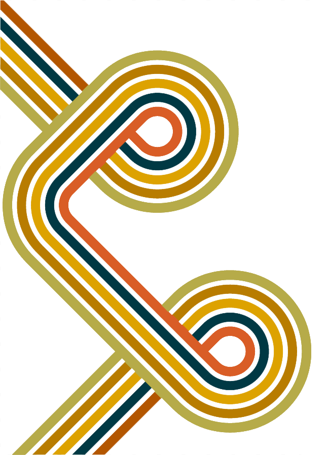Retro curved line pattern in warm tones, used as decorative design element for Sól Dreki Photography website