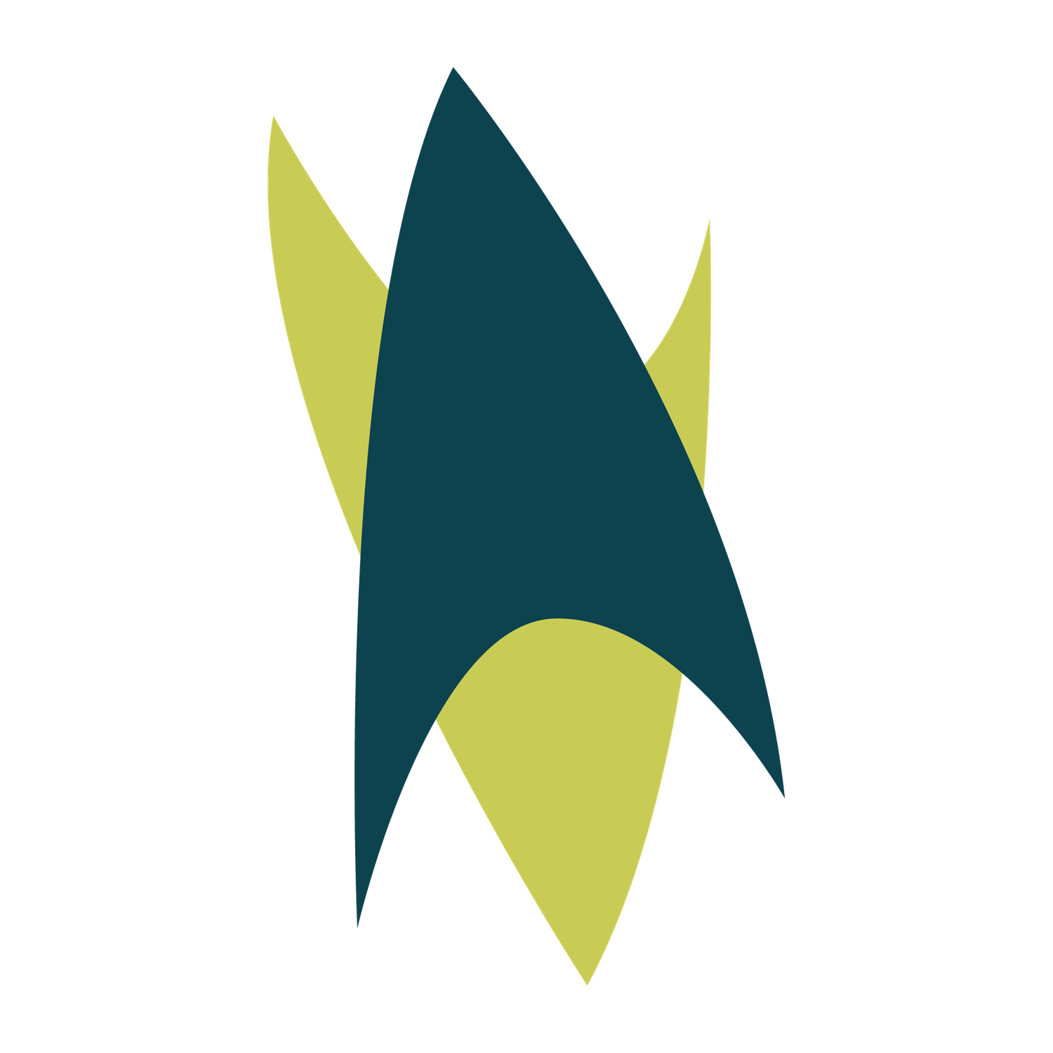 Abstract geometric shape in teal and green tones, used as modern brand accent