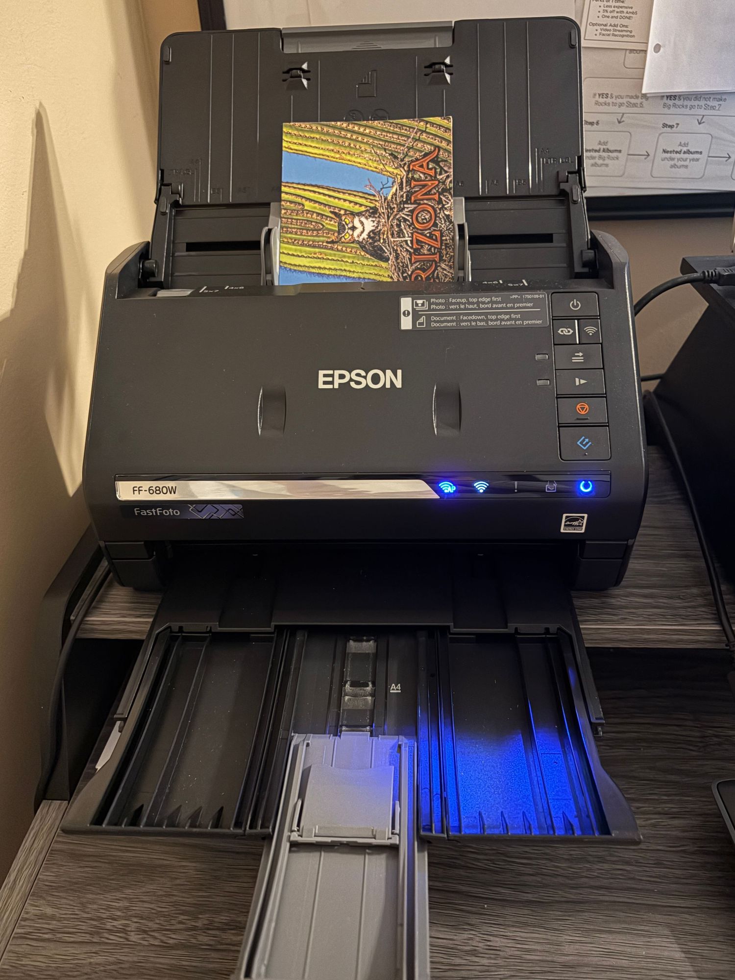 Epson scanner scanning postcards