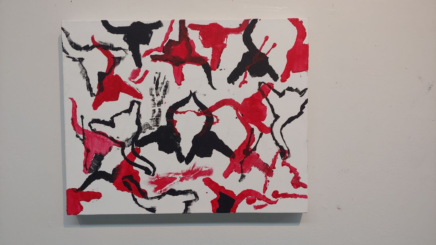 Too many placement ideas painting, Canvas and acrylic paint.