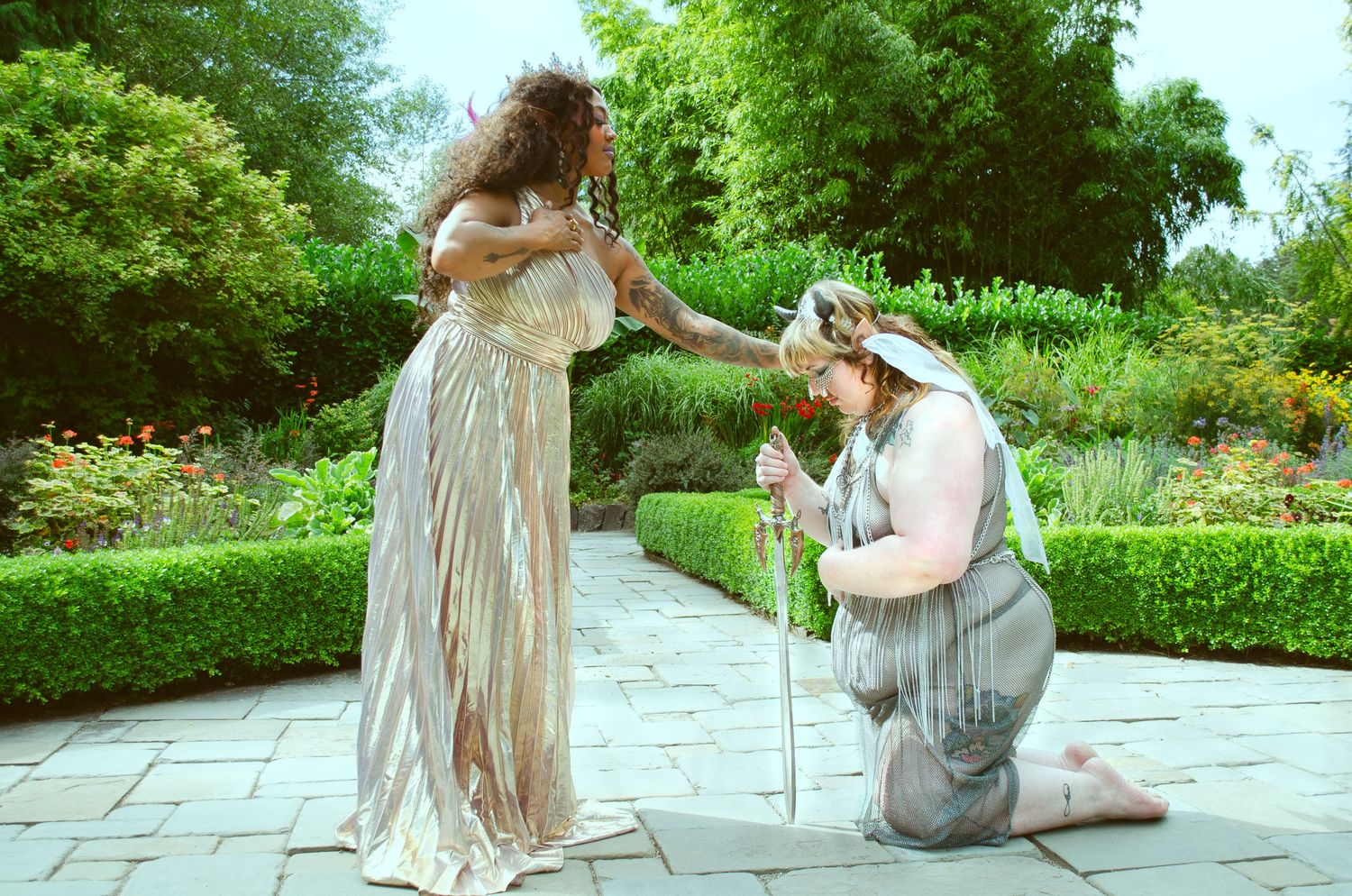 A fairy knighting ceremony photoshoot.