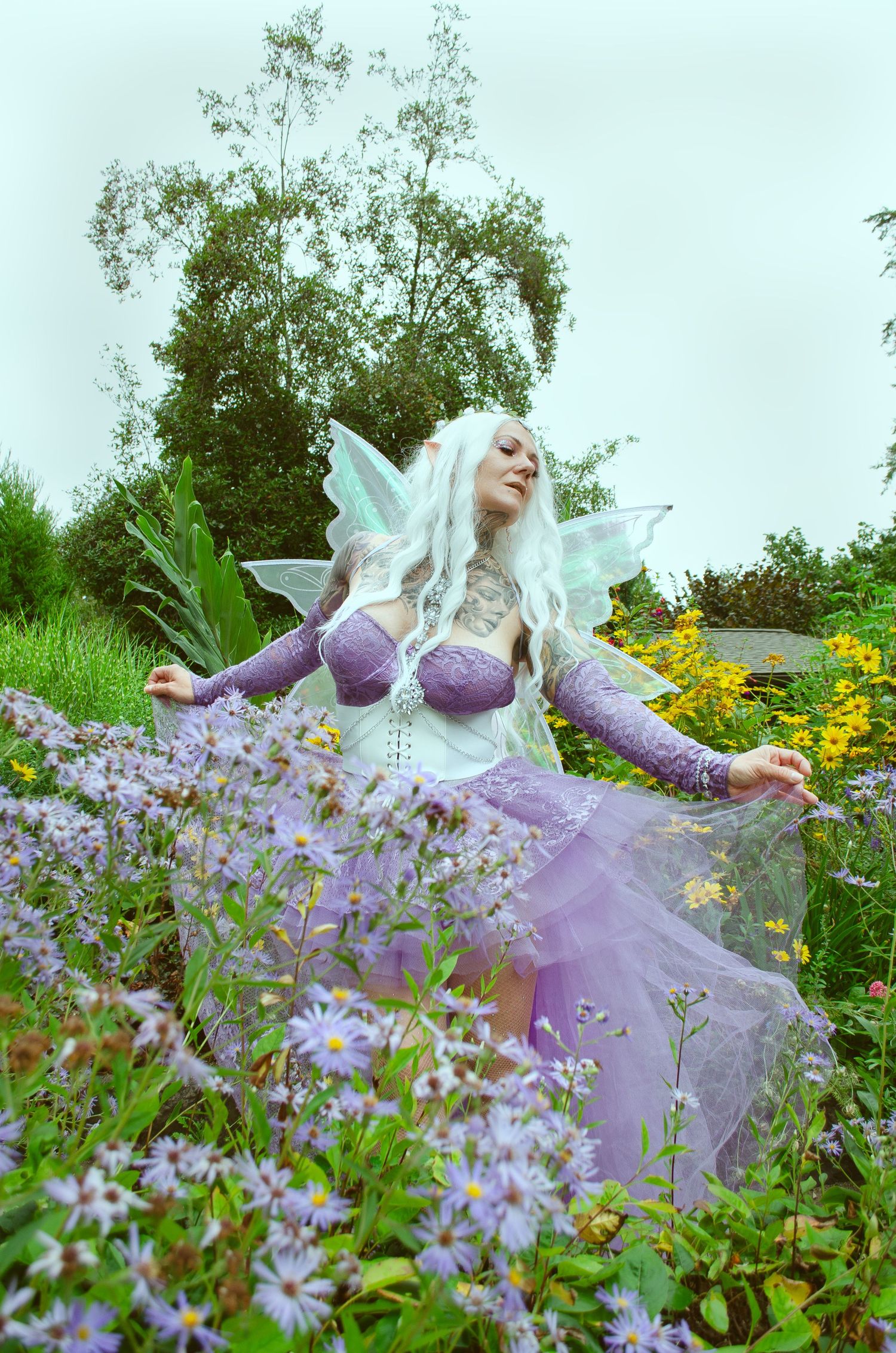 Photo in a garden of flowers reflecting the same beauty and grace in our fairy lives.