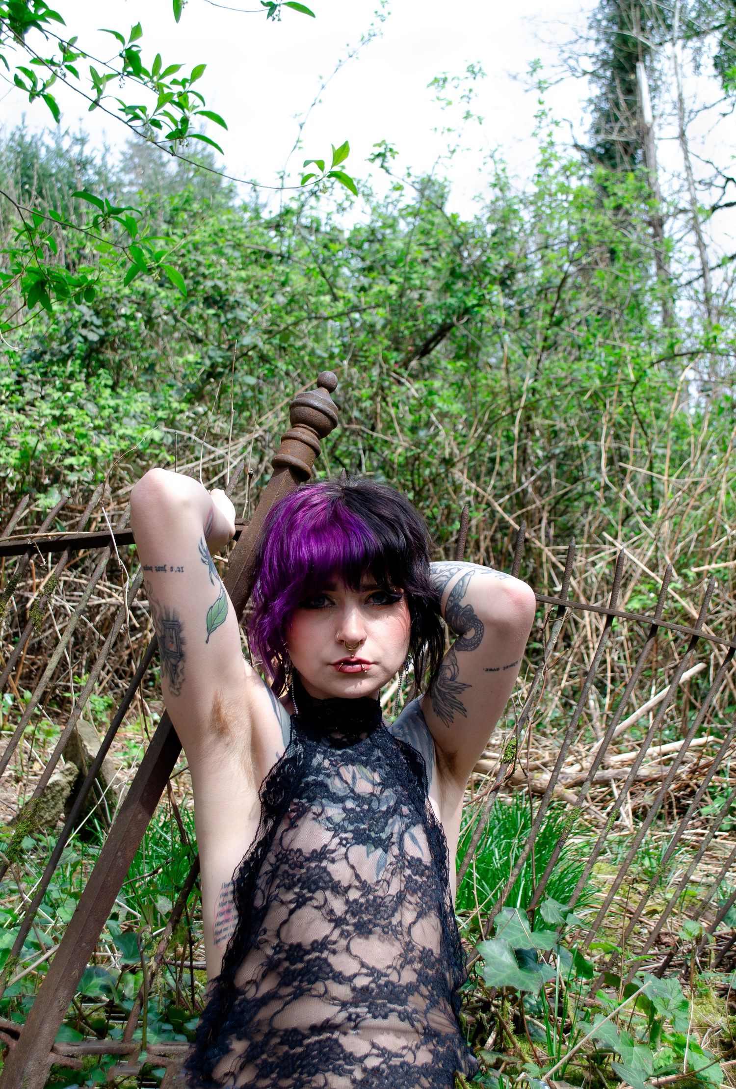 Alternative pinup shoot in secluded a ghost town.