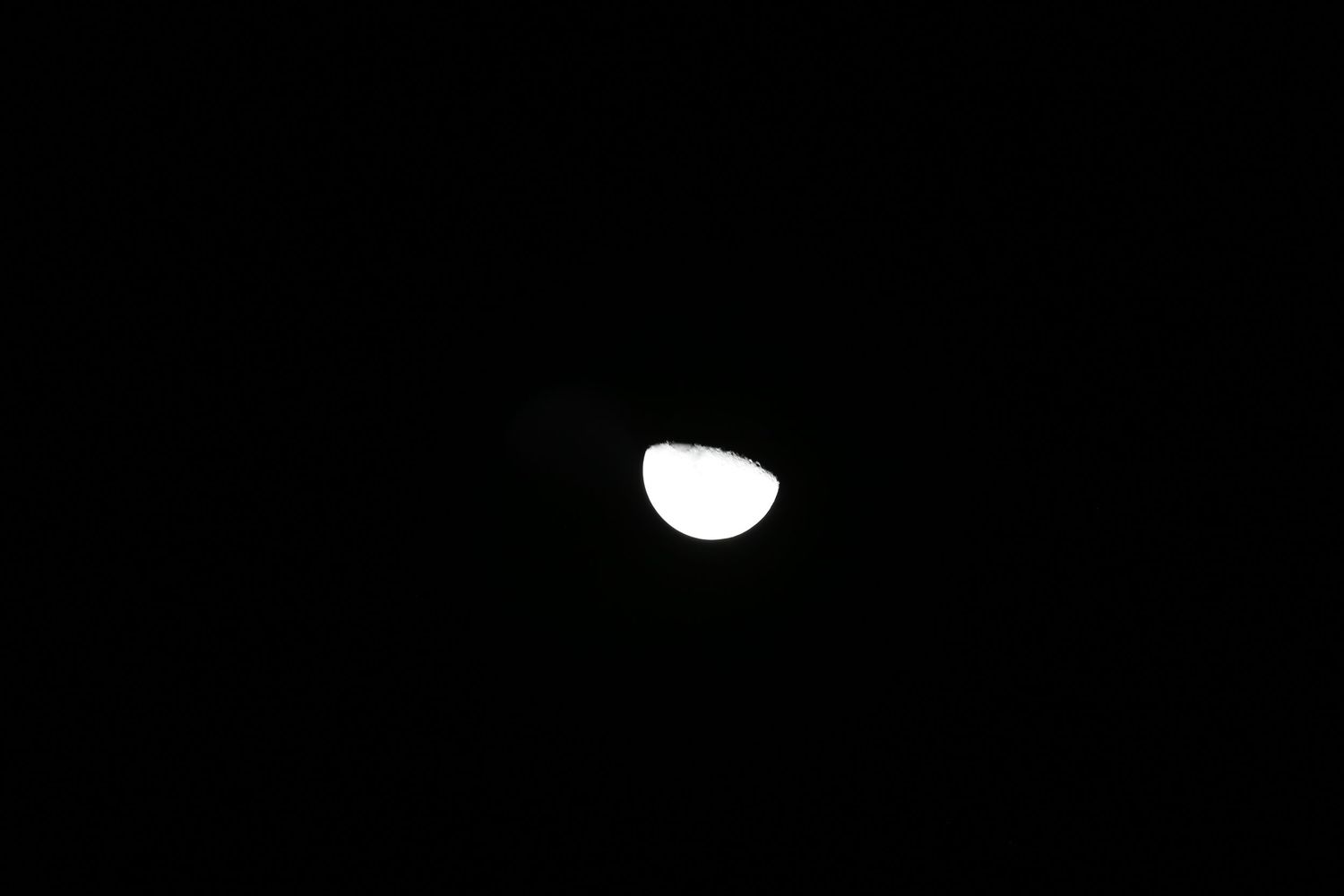 Photo of a half moon captured in the middle of the night. Having a one on one talk.