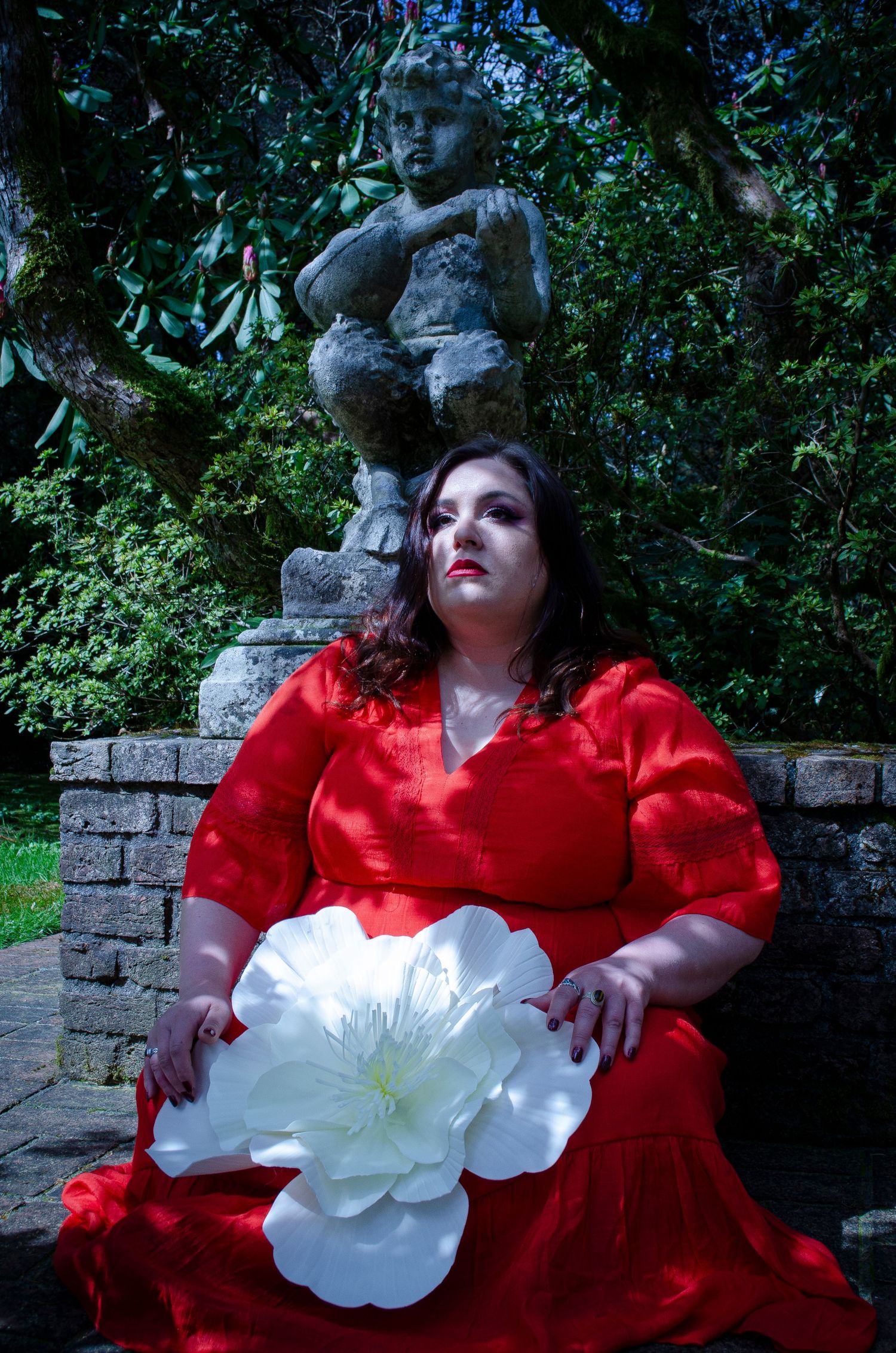 Dark garden photo. No matter what we look like or wear. Thoughts can effect us all.