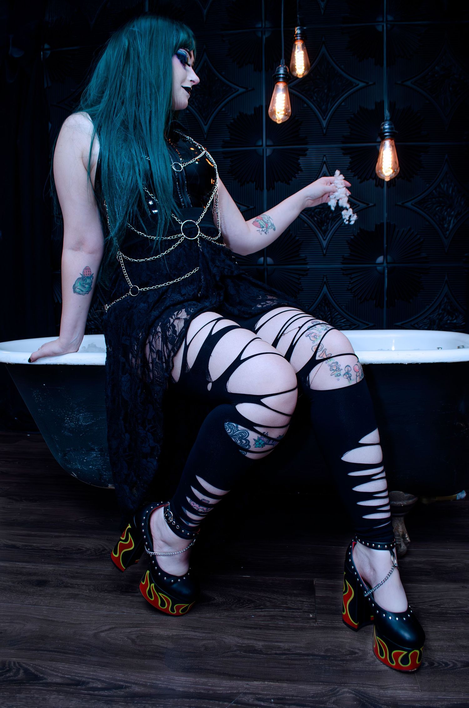 Photo of deep in our thoughts before a taking a bubble bath.