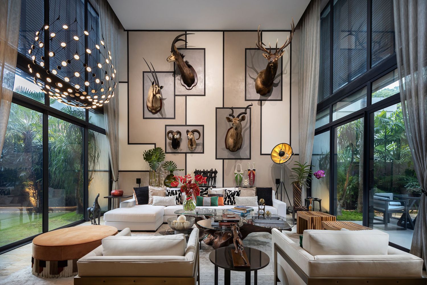Sala residencial moderna en tonos neutros, diseño elegante y funcional en Arroyo Hondo, Santo Domingo