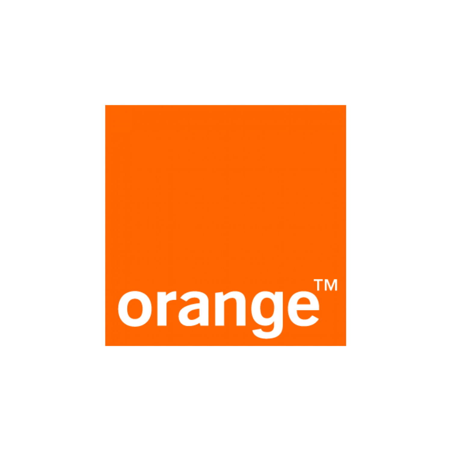 Orange telecom company logo featuring bold white text on a vibrant orange square background with trademark symbol.