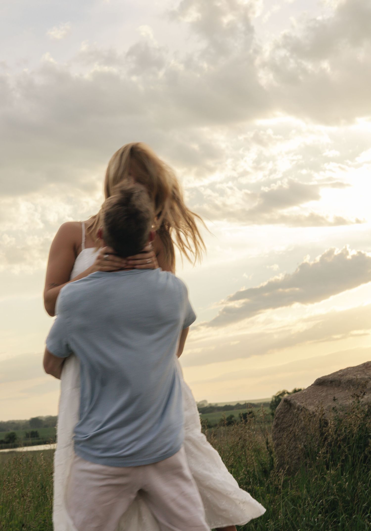 Minnesota Engagement session at sunset with playful blurry candids.