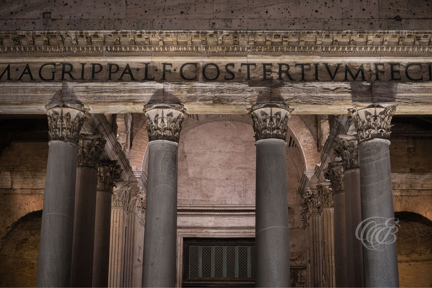 Italy – Pantheon M Agrippa inscription - Rome – ancient temple inscription on the Pantheon façade, photo by Eduardo Bartoli