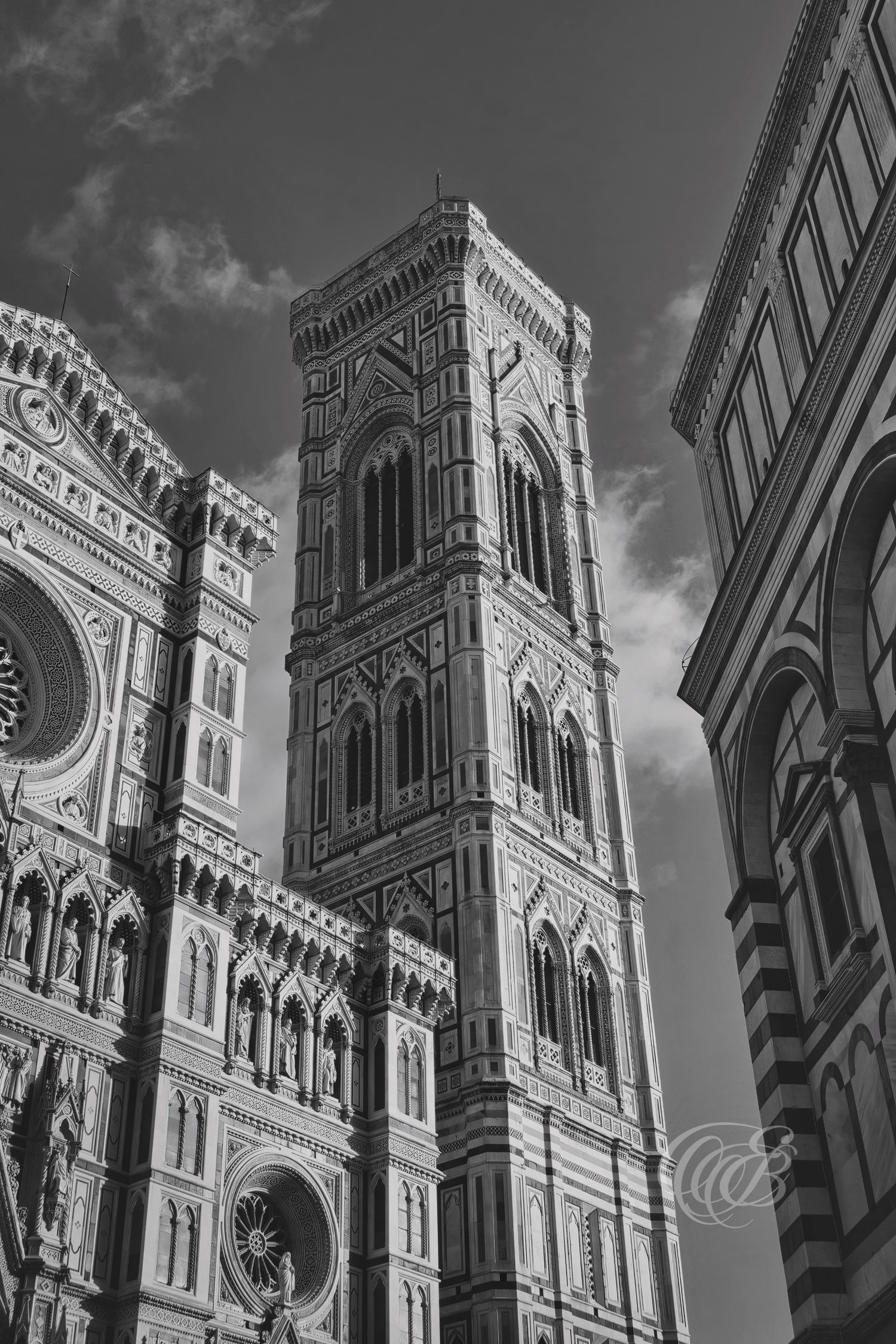 Italy – Santa Maria del Fiore Cathedral - Florence – black and white photo of the cathedral façade, photo by Eduardo Bartoli