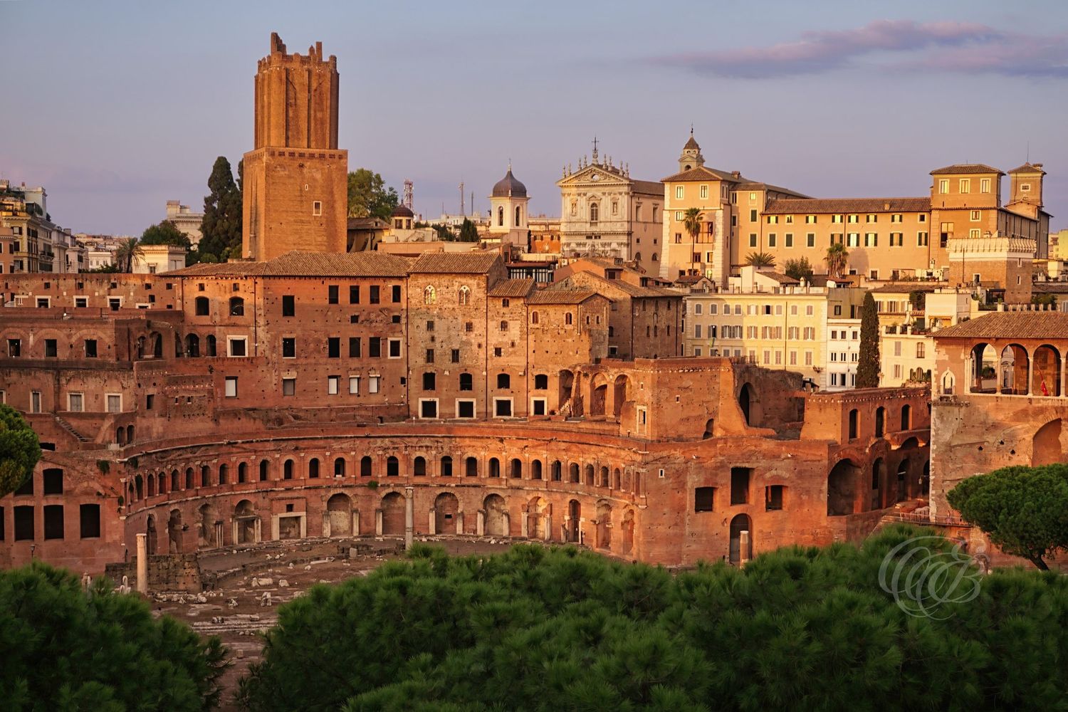 Italy – Trajan’s Market and Torre delle Milizie - Rome – view of ancient market ruins and medieval tower, photo by Eduardo Bartoli