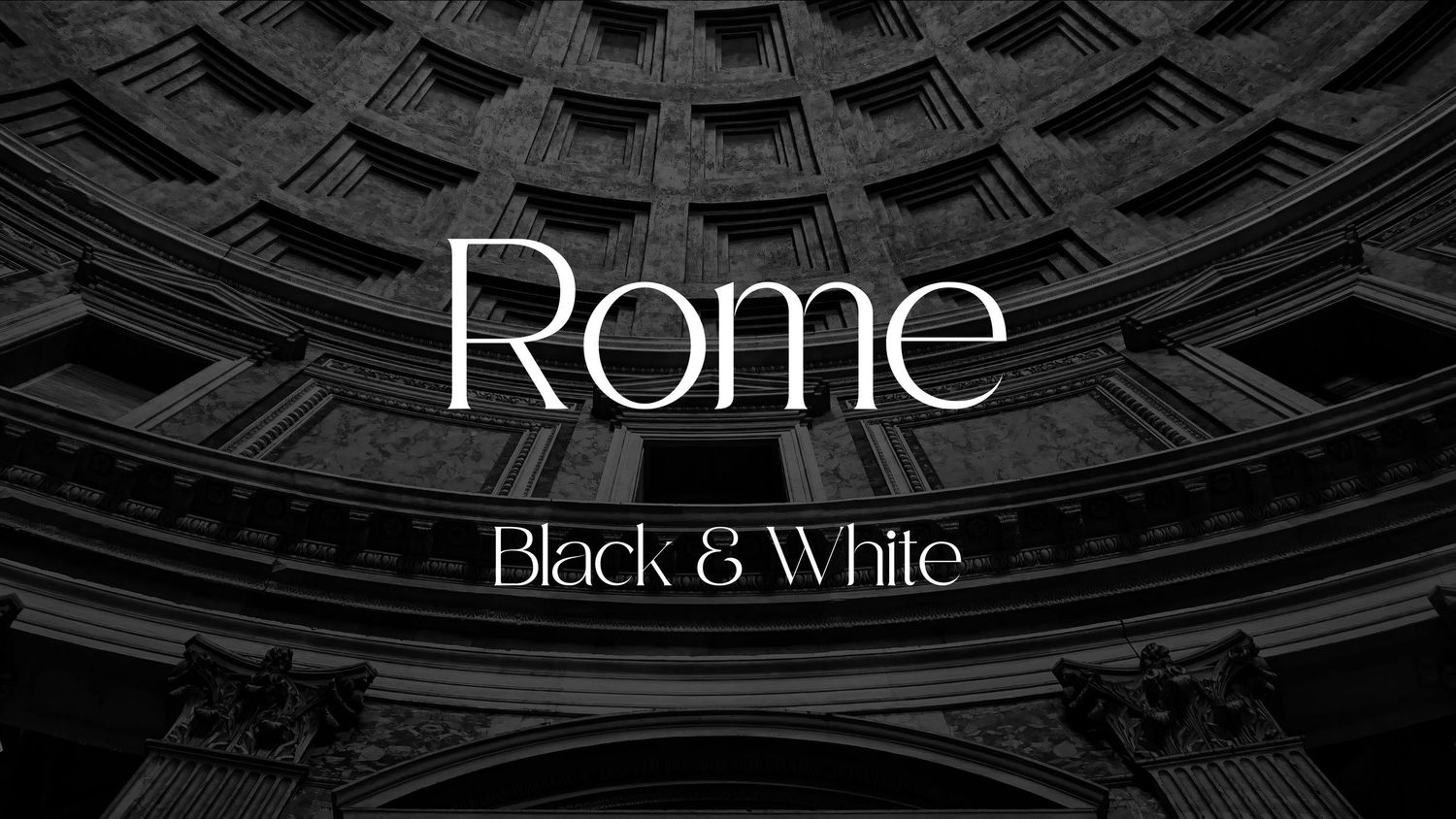 Italy – Pantheon interior walls and ceiling - Rome – black and white photograph of the ancient temple dome and marble architecture, by Eduar