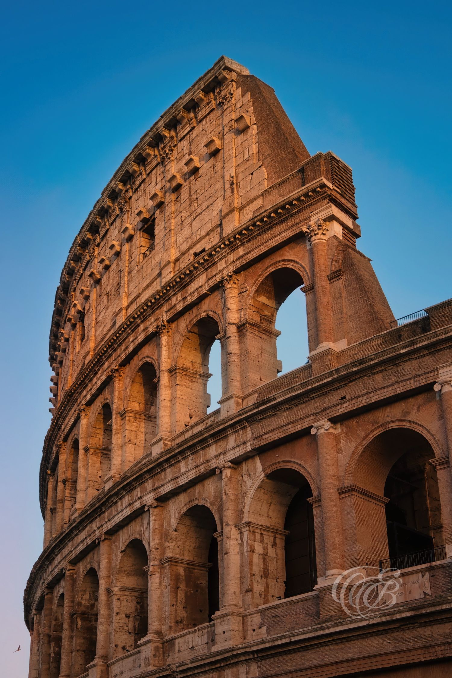 Italy – Colosseum in late afternoon - Rome – view of the ancient Roman amphitheater in soft daylight, photo by Eduardo Bartoli