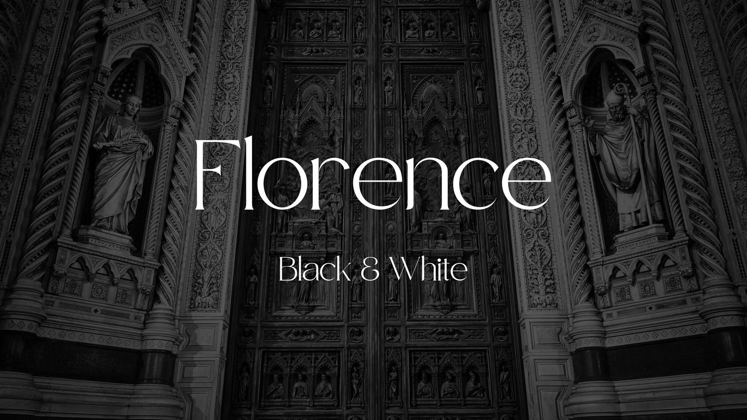 Italy – cathedral doors of Santa Maria del Fiore - Florence B&W – bronze doors with sculptural detail, photo by Eduardo Bartoli
