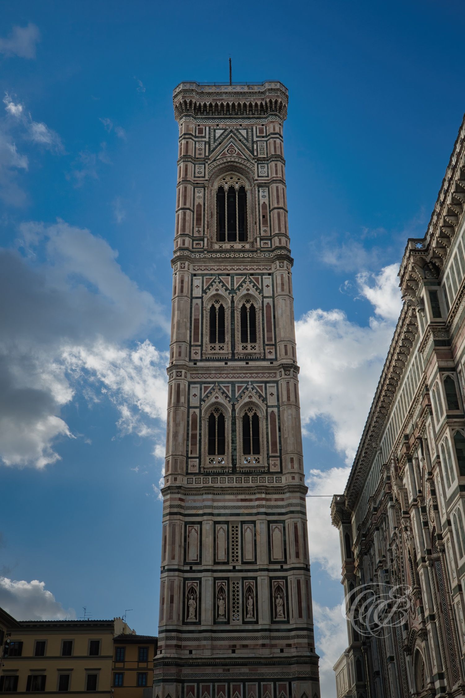 Italy – Giotto’s Bell Tower - Florence – view of the cathedral campanile beside Santa Maria del Fiore, photo by Eduardo Bartoli