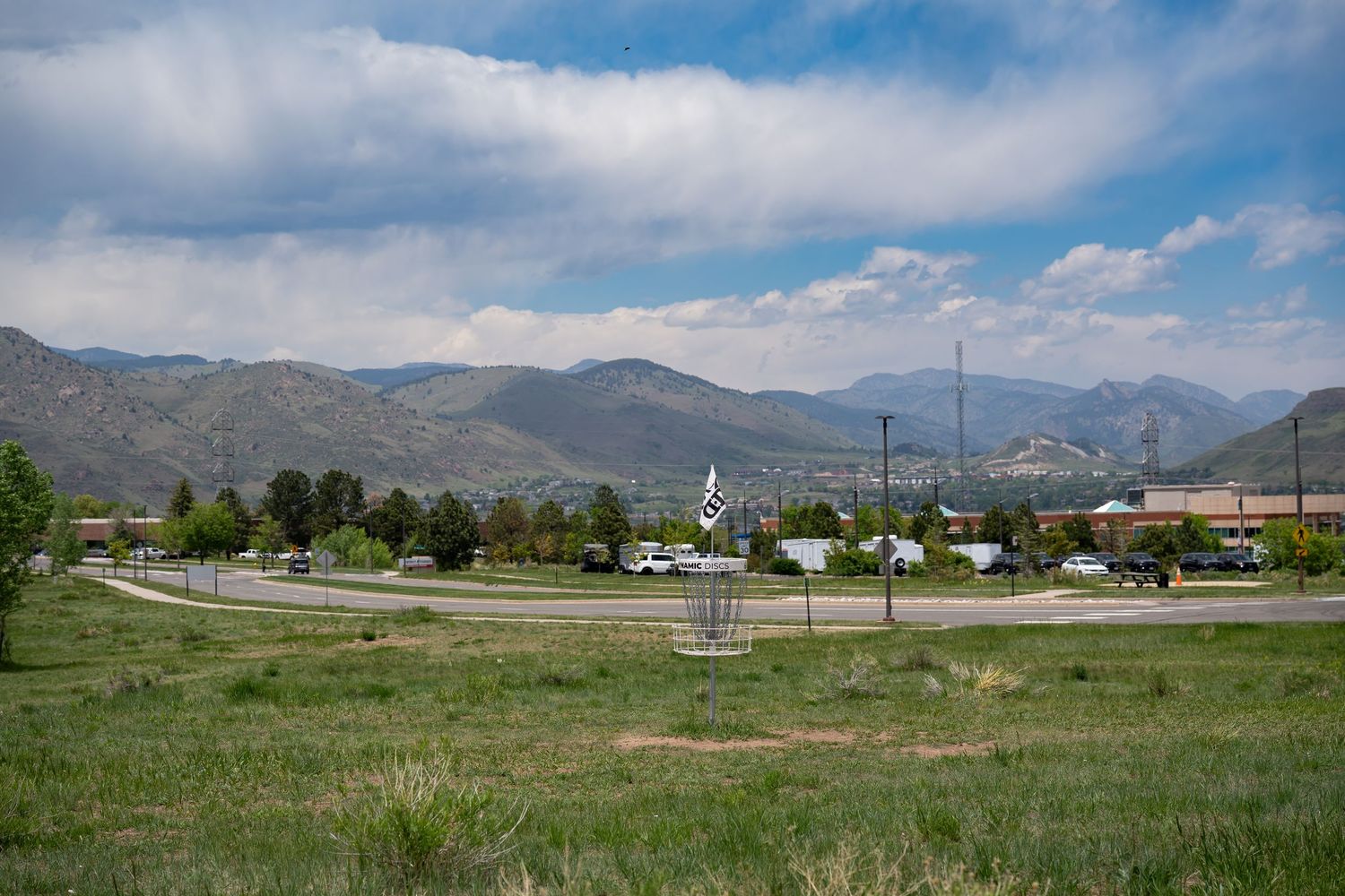 Scenic view of mountains and residential area with disc golf course in Jefferson County.